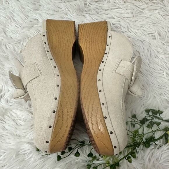 COLE HAAN All Day Bow Suede Clogs in Cream Platform Heel size 7B Womens‎ - Picture 6 of 9